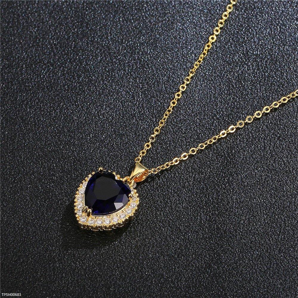 Gold-Plated Heart Zircon Pendant Necklace for Women – TPSH00683