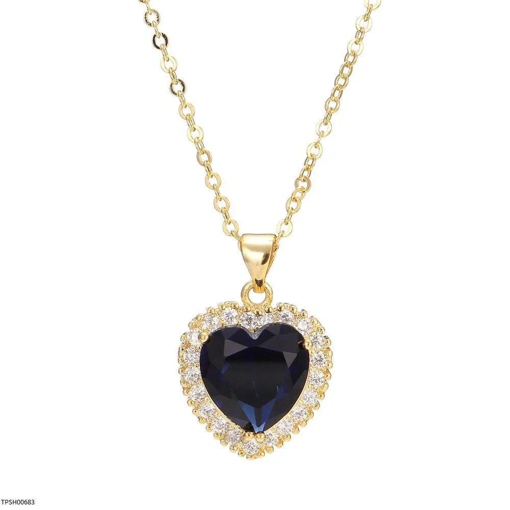 Gold-Plated Heart Zircon Pendant Necklace for Women – TPSH00683