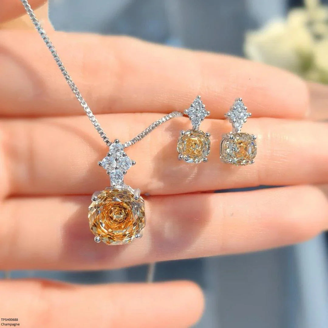 Silver-Plated Round Pendant & Earring Set for Women – TPSH00688