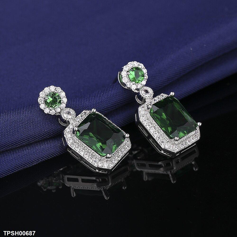 Silver-Plated Square Drop Pendant & Earring Set for Women – TPSH00687