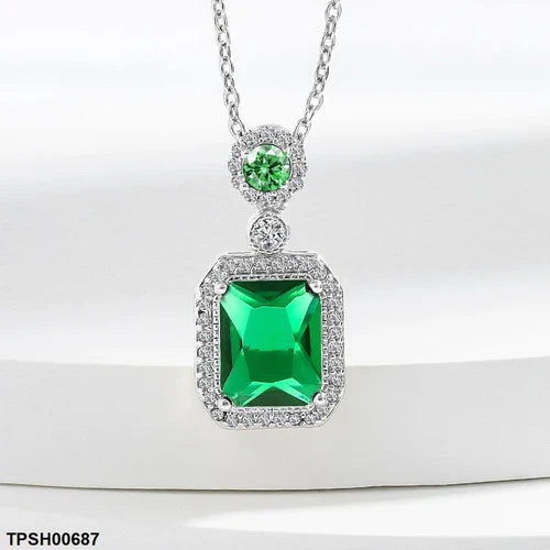 Silver-Plated Square Drop Pendant & Earring Set for Women – TPSH00687