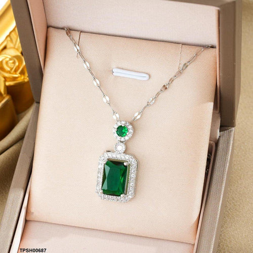 Silver-Plated Square Drop Pendant & Earring Set for Women – TPSH00687