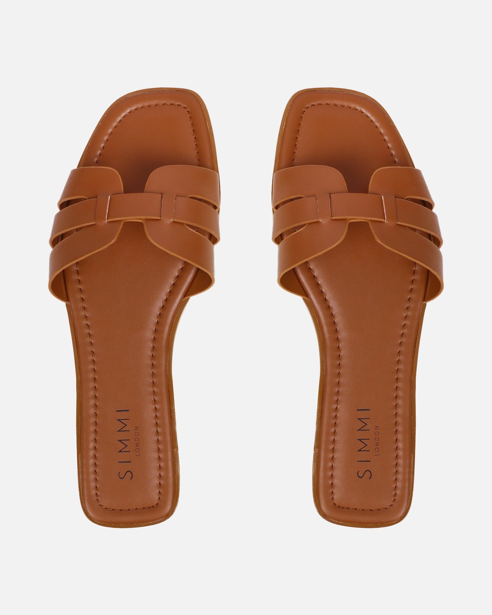 Simmi London Tan Woven Strap Flat Sandals